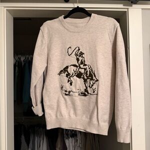 Cream Sweater with Cowboy Design